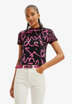 Desigual Contrasting Message- T-Shirt Print - Black