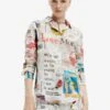 Desigual Long-Sleeve Newspaper - Overhemdblouse - White