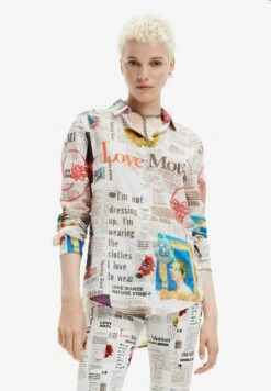 Desigual Long-Sleeve Newspaper - Overhemdblouse - White