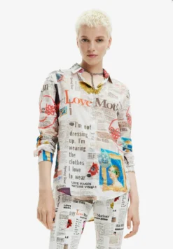 Desigual Long-Sleeve Newspaper - Overhemdblouse - White