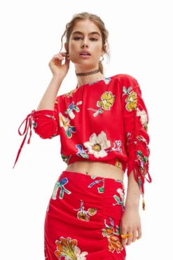 Desigual Blus Landi - Longsleeve - Carmin