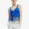 Desigual Crochet Crop - Top - Blue