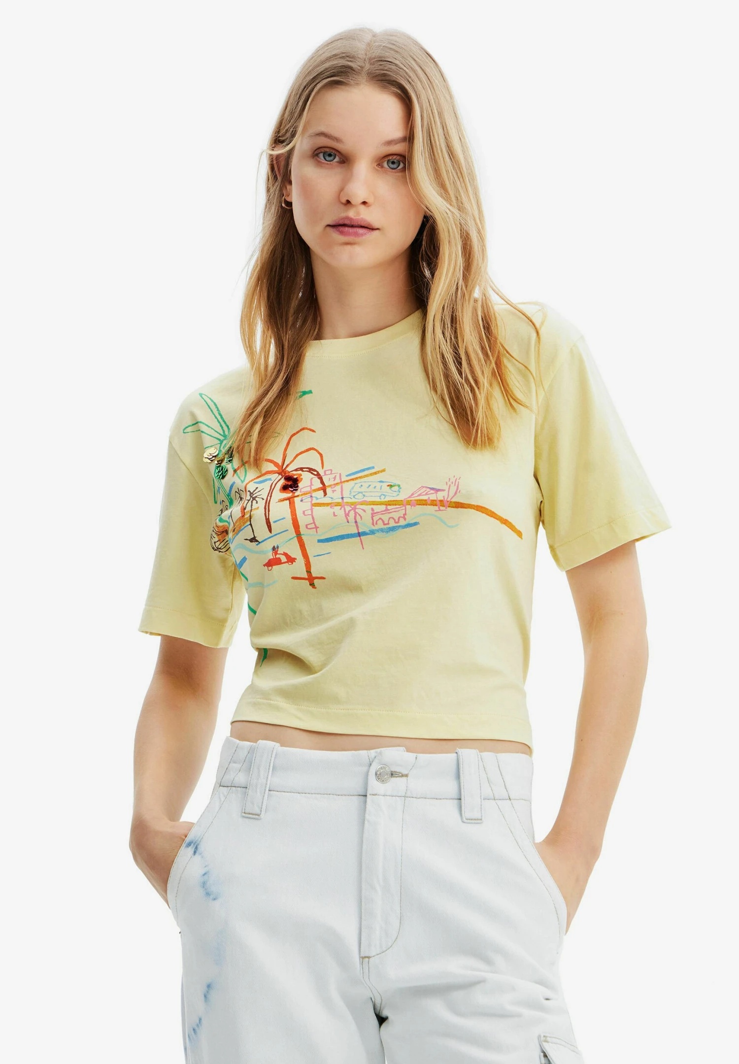 Desigual Designed By M. Christian Lacroix - T-Shirt Print - Yellow 1 Desigual Designed By M. Christian Lacroix - T-Shirt Print - Yellow