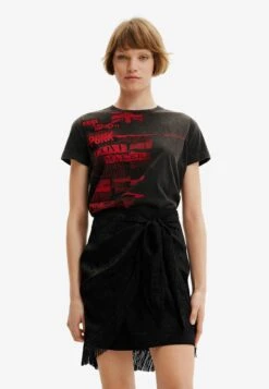 Desigual Softouch Wide-Leg - T-Shirt Print - Black