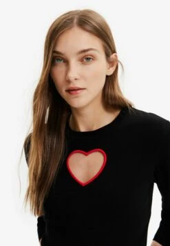 Desigual Cut Outheart - Trui - Black -Desigual 46257192388946fba1421d390849f5b5