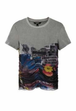 Desigual Tulle Newspaper - T-Shirt Print - Grey -Desigual 4775df1d5f59410f9cfef6671c43a557