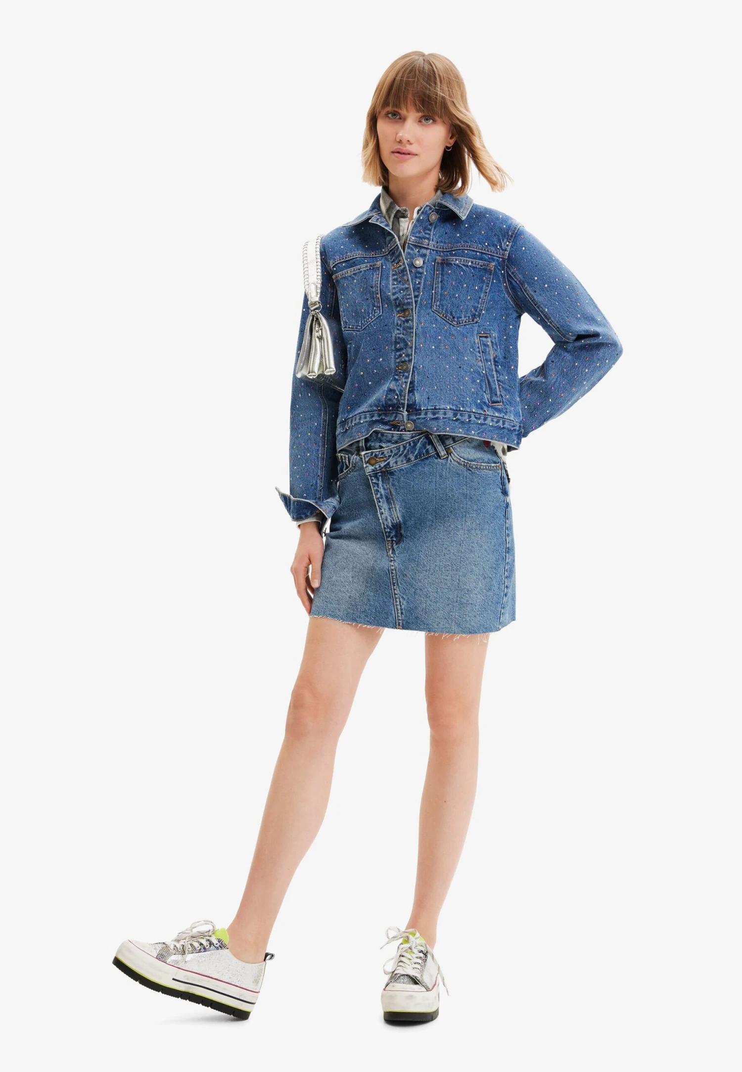 Desigual Studded Denim Trucker - Spijkerjas - Denim Medium Light 2 Desigual Studded Denim Trucker - Spijkerjas - Denim Medium Light - Afbeelding 2