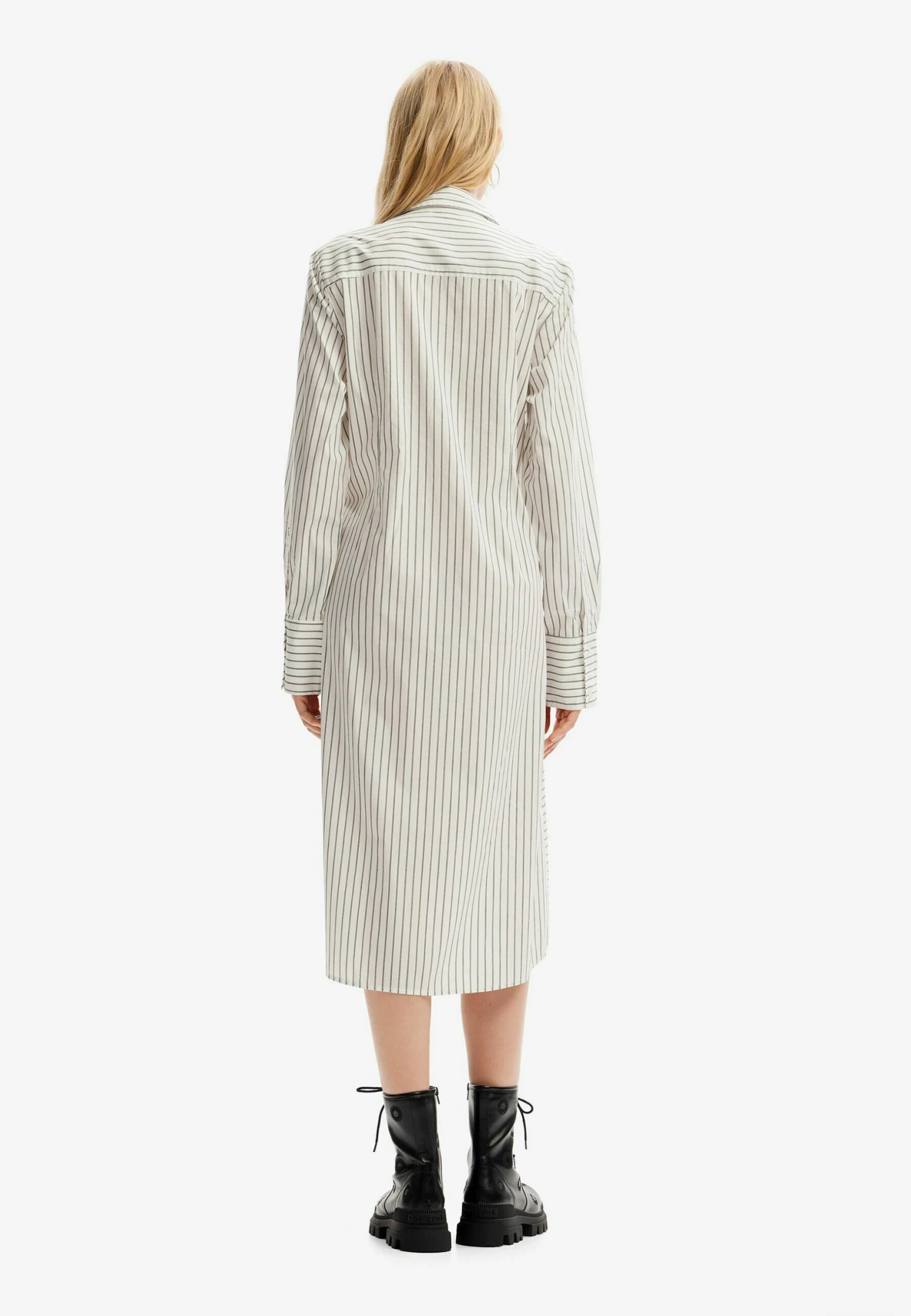 Desigual Striped Midi- Blousejurk - White 3 Desigual Striped Midi- Blousejurk - White - Afbeelding 3