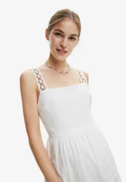 Desigual Long Embroidered Strap - Maxi-Jurk - White -Desigual 4b226363b7e64717867f58804e9c1f40