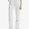 Desigual Tie-Dye Cargo - Straight Leg Jeans - White