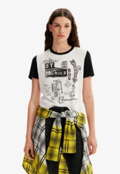 Desigual Illustration - T-Shirt Print - White