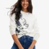 Desigual Mickey Mouse Embroidered - Trui - White
