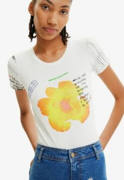 Desigual Ribbed Print Bodysuit - T-Shirt Print - White -Desigual 4e519a55de524e6c8d941f2251645828