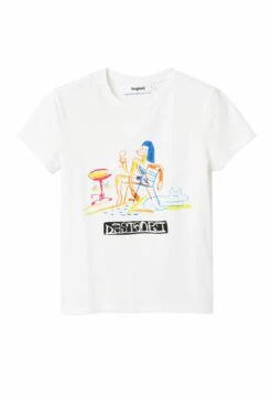 Desigual Short Sleeve Illustration - T-Shirt Print - White -Desigual 4f8e440945004ea9a71ad90fb463e52f