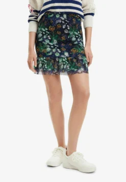 Desigual Slim Floral - A-Lijn Rok - Blue