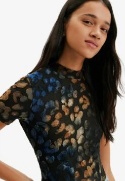 Desigual Textured Animal Print Bodysuit - T-Shirt Print - Beige -Desigual 517a63a6c2594fe782404aee315f87e5