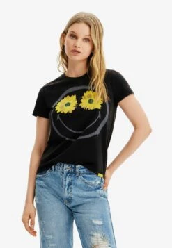 Desigual Tropical Tulle - T-Shirt Print - Black