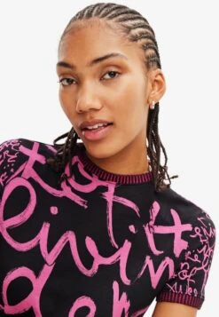 Desigual Contrasting Message- T-Shirt Print - Black -Desigual 54d3bf9afeb14ebc90b1d45c5243b2d2
