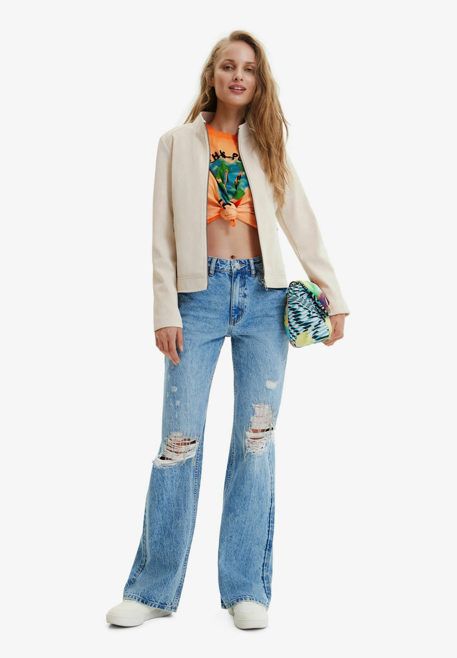 Desigual Suede-Effect Biker - Imitatieleren Jas - White 2 Desigual Suede-Effect Biker - Imitatieleren Jas - White - Afbeelding 2