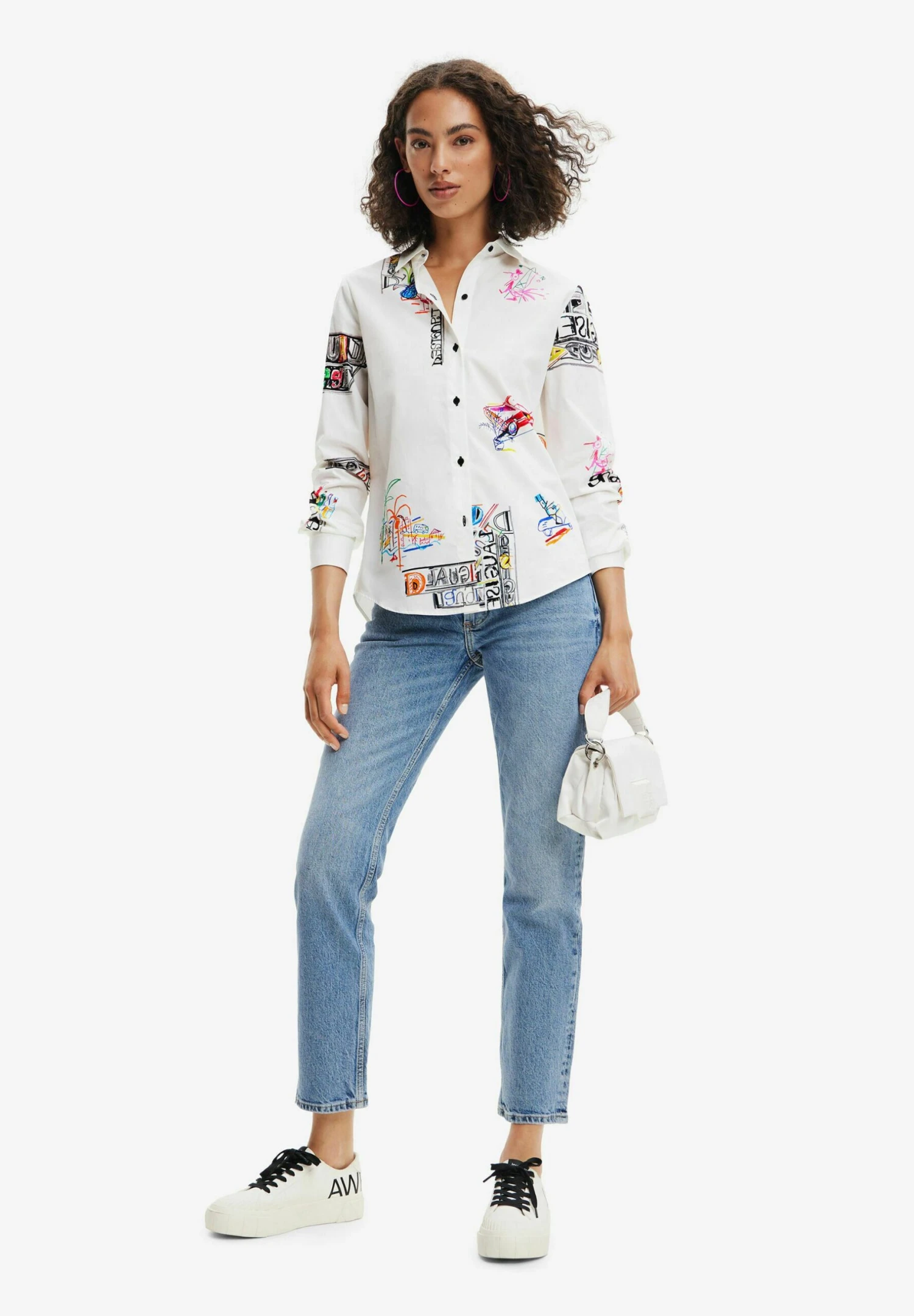 Desigual Long-Sleeve Illustrated - Overhemdblouse - White 2 Desigual Long-Sleeve Illustrated - Overhemdblouse - White - Afbeelding 2