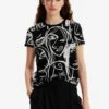 Desigual Contrasting Face - T-Shirt Print - Black