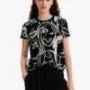 Desigual Contrasting Face - T-Shirt Print - Black