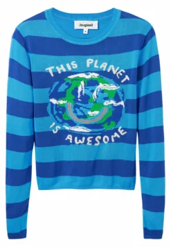 Desigual Triped Planet - Trui - Blue -Desigual 5645e08a7ac1458f85d013fcf82f5365 scaled