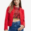 Desigual Suede-Effect Biker - Imitatieleren Jas - Red