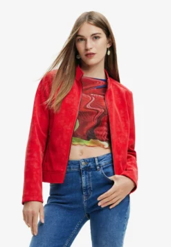 Desigual Suede-Effect Biker - Imitatieleren Jas - Red