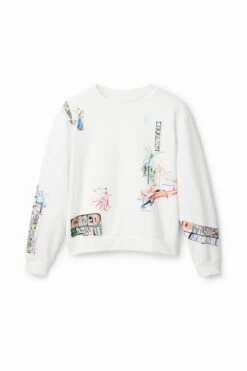 Desigual Arty Illustrations - Sweater - White -Desigual 579b5b912c3449f6aebed94a840f9613