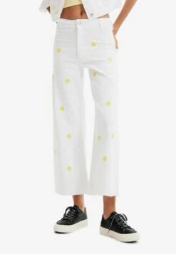 Desigual Daisy Cropped Culotte - Flared Jeans - White