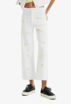 Desigual Daisy Cropped Culotte - Flared Jeans - White