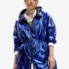 Desigual Metallic Hooded - Parka - Blue