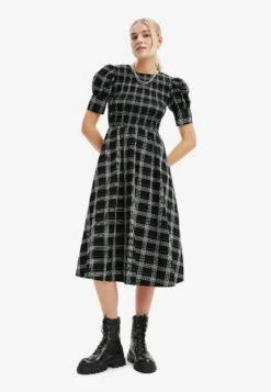 Desigual Check Midi - Jurk - Black