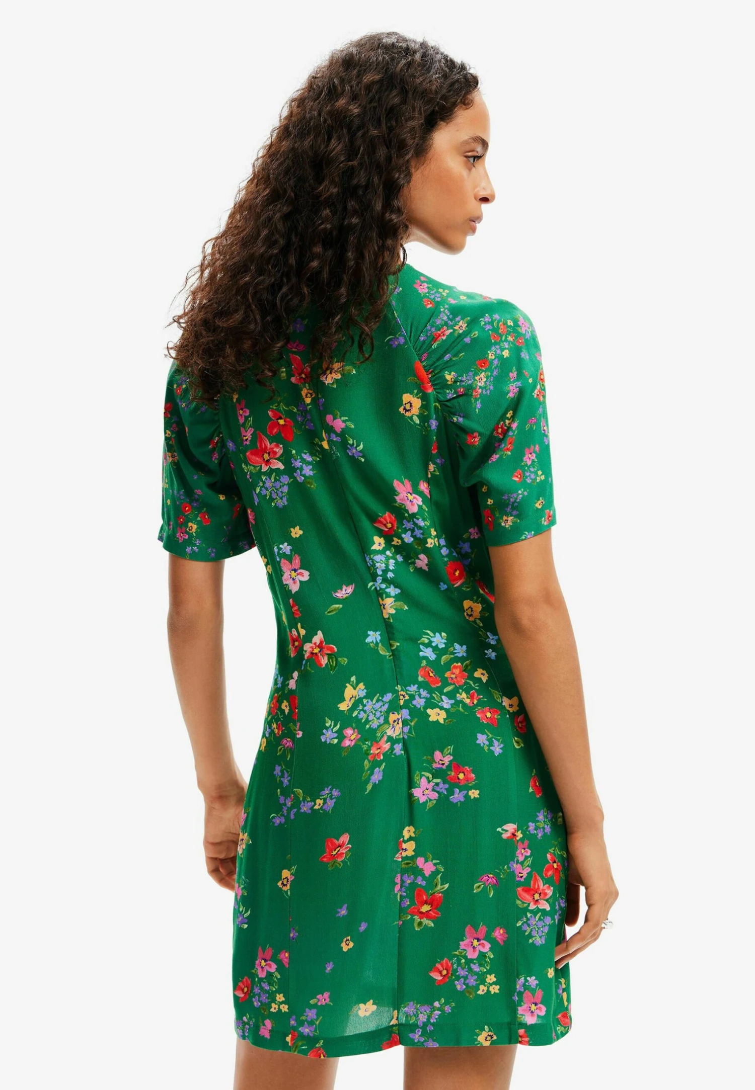 Desigual Short Floral- Jurk - Green 3 Desigual Short Floral- Jurk - Green - Afbeelding 3