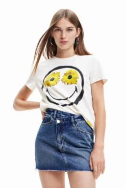 Desigual Margarita Smiley - T-Shirt Print - White