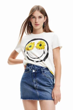 Desigual Margarita Smiley - T-Shirt Print - White