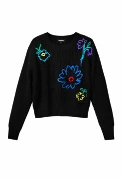 Desigual Embroidered Floral - Trui - Black -Desigual 6396ddfee8e544c38eca5ea41bb5f33a