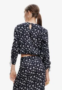 Desigual Gathered Floral Blouse - Blouse - Royal -Desigual 64cf42df3f984a82ab8767541637ee50