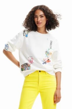 Desigual Arty Illustrations - Sweater - White