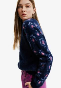 Desigual Floral Fur-Effect - Fleece Trui - Blue 8 Desigual Floral Fur-Effect - Fleece Trui - Blue -Desigual 66696343fd2040eaba0fd5698551961a