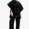 Desigual Embroidered Belted - Poncho - Black