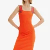 Desigual Slim Ribbed Strappy - Etui-Jurk - Orange