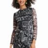 Desigual Vest Lettering - Etui-Jurk - Charcoal Grey