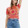 Desigual Tropical Bandeau Bikini - T-Shirt Print - Orange