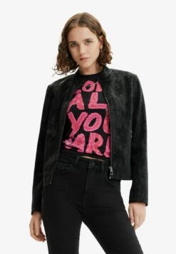 Desigual Suede-Effect Biker - Imitatieleren Jas - Black