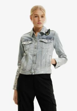 Desigual Metallic Denim Trucker - Spijkerjas - Light Blue Denim