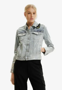 Desigual Metallic Denim Trucker - Spijkerjas - Light Blue Denim