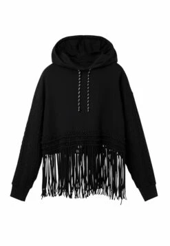 Desigual Oversize Fringe Hoodie - Hoodie - Black -Desigual 6e9f74aa640c4f1587a693b3ff080ca1