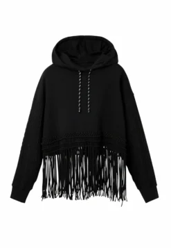 Desigual Oversize Fringe Hoodie - Hoodie - Black -Desigual 6e9f74aa640c4f1587a693b3ff080ca1 scaled